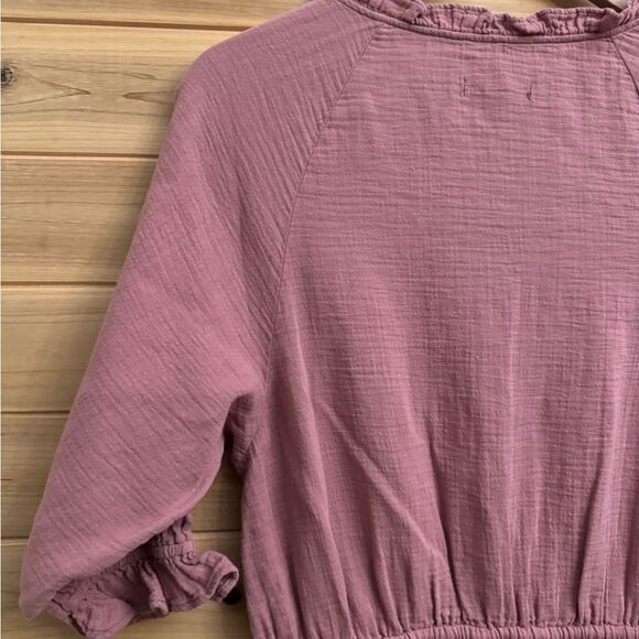 Outerknown Size Medium Organic Cotton Oydssey Peasant Tiered Midi Dress - Picture 7 of 13